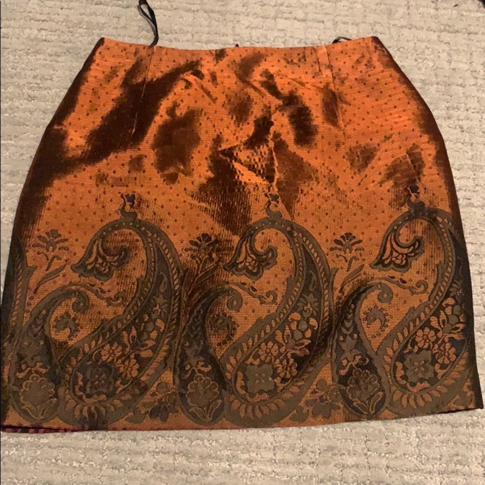 Orange and black patterned skirt
